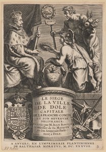 Strona tytułowa dla Jean Boyvin, Oblężenie miasta Dole autorstwa Cornelis Galle I after Erasmus Quellinus II after Sir Peter Paul Rubens