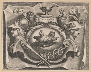Winieta na stronę tytułową Martinusa Bonacina, Opera Omnia autorstwa Cornelis Galle I after Sir Peter Paul Rubens