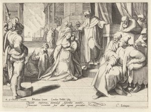 Estera przed Aswerusem autorstwa Cornelis Jacobsz. Drebbel