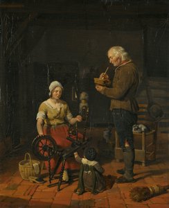 Rodzina chłopska w swojej chacie autorstwa Cornelis Kruseman