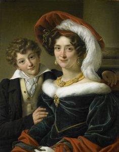 Rudolphina Wilhelmina Elizabeth de Sturler (1798-1873), druga żona hrabiego Johannesa van den Boscha, z ich synem Richardem Leeuwenhartem, 1829