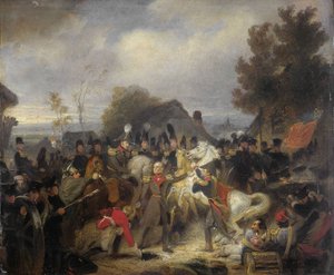 Książę Orange zmienia swojego rannego konia podczas starcia w Boutersem autorstwa Cornelis Kruseman