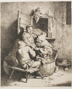 Młody mężczyzna pieszczący młodą gospodynię autorstwa Cornelis Pietersz. Bega
