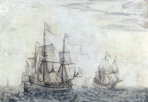 Holenderski statek handlowy "Saint Jean Baptiste". Olej na drewnie z 1668 roku, autorstwa Cornelisa Pietersza Mooya (1630-1693). autorstwa Cornelis Pietersz. de Mooy