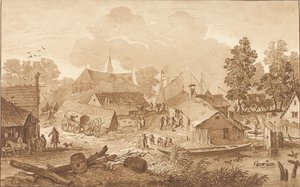 Widok na wieś ze stawem autorstwa Cornelis Ploos van Amstel (signed by artist)