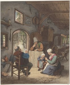 Czytnik gazet we wnętrzu autorstwa Cornelis Ploos van Amstel