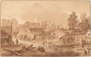 Wioska ze stawem autorstwa Cornelis Ploos van Amstel