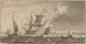 Naczynie Wojenne w Y autorstwa Cornelis Ploos van Amstel and Bernhard Schreuder, after Ludolf Backhuysen