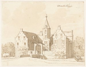 Zamek Drakenburg niedaleko Baarn autorstwa Cornelis Pronk (possibly)