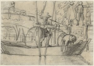 Mężczyzna i kobieta w łodzi przy brzegu autorstwa Cornelis Saftleven (attributed to)