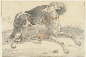 Chart i pies kuropatwy autorstwa Cornelis Saftleven