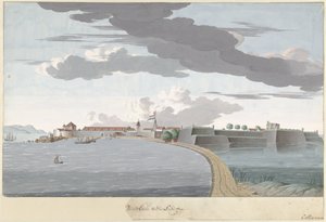 Fort Galle na Cejlonie, widziany od strony lądu Piento Gale z wiejskiej drogi (tytuł na obiekcie)