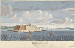 Fort Hammenhiel (Hummenil) na Cejlonie, widziany z morza Fortece Hammenhiel znad morza (tytuł na obiekcie)