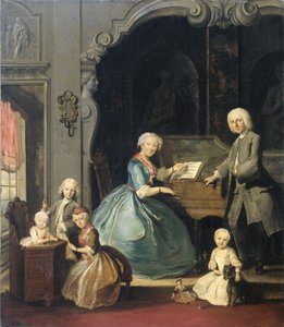 Grupa rodzinna przy klawesynie, 1739 autorstwa Cornelis Troost