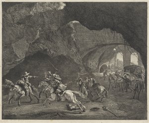 Postrzał podczas napadu autorstwa Cornelis Visscher (II)