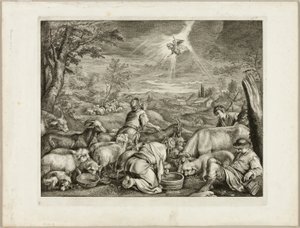 Anioł pędzący Abrahama autorstwa Cornelis Visscher