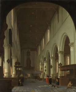 Wnętrze Oude Kerk w Delft od Chóru do Portalu autorstwa Cornelis de Man (attributed to)