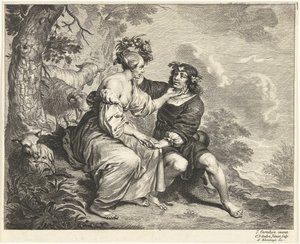 Pasterz i pasterka w krajobrazie autorstwa Cornelis van Dalen (II)