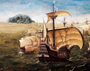 Flota portugalska, kopia obrazu Cornelisa Anthonisza On (1499-1557) autorstwa Cornelisz Anthonisz