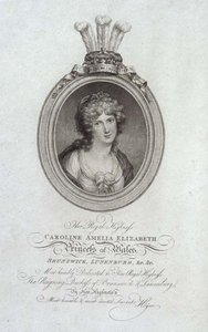 Jej Królewska Wysokość Caroline Amelia Elizabeth, księżna Walii (1768-1821), grawerowana przez P. Sintzenicha autorstwa Cornelius (after) Hoyer