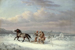 Łowca w saniach ciągniętych przez konie autorstwa Cornelius Krieghoff