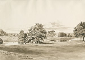 Betley Hall: rysunek w sepii, październik 1820 autorstwa Cornelius Varley
