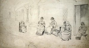 Dzieci poza szkołą w Market Hill w Irlandii autorstwa Cornelius Varley