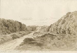 Chillington Hall: rysunek w sepii, 1820 autorstwa Cornelius Varley