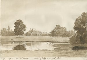 Somerford Hall: rysunek w sepii autorstwa Cornelius Varley