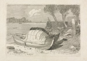Dwie łodzie rybackie na plaży, 1809. autorstwa Cornelius Varley