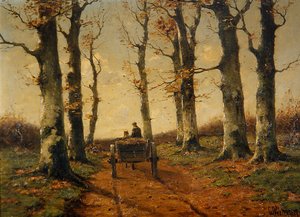A Country Lane, ok.1880 (olej na panelu) autorstwa Cornelius Westerbeek Jrn.