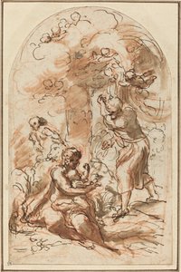 Studium do „Madonna della Scodella” [odbyt] autorstwa Correggio