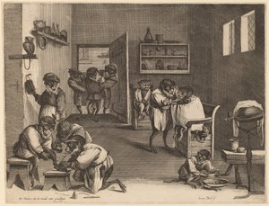 Fryzjer Małp autorstwa Coryn Boel after David Teniers the Younger