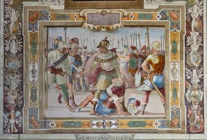 Scena bitewna z Czynu Godfreya z Bouillon podczas zdobywania Jerozolimy, ok. 1589-94 (fresk)