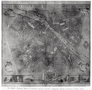 Plan miasta Florencji, 1783 autorstwa Cosimo Zocchi