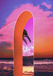 Różowa brama nad plażą „Pink Sky” autorstwa CosmoZach