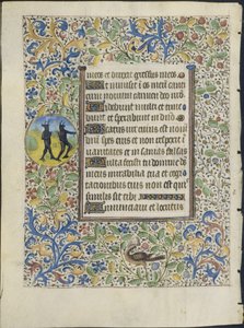Kartka z Księgi Godzin: Dwa diabły verso, c. 1460. autorstwa Coëtivy Master