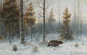 Pejzaż zimowy z niedźwiedziem, 1907 autorstwa Count Vladimir Leonidovich Muravyov