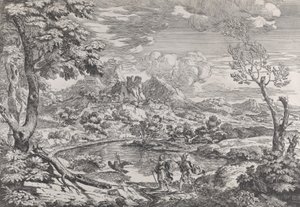 Pejzaż z mężczyzną przedstawiający Merkurego orła Jowisza, ca. 1695-99.