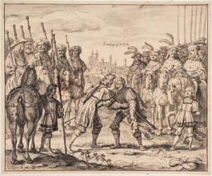 Christian I spotyka księcia Maksymiliana w Rothenburg ob der Tauber w 1474 roku autorstwa Crispijn de Passe