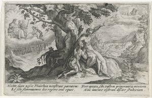 Clymene i Phaethon Metamorfosen van Ovidius (tytuł serii) autorstwa Crispijn van de Passe (I)