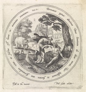Stworzenie Adama Historia Adama i Ewy (tytuł serii) autorstwa Crispijn van de Passe (I)