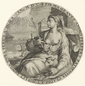 Cierpliwość Cnoty teologiczne (tytuł serii) Virtutu Theologicaru (tytuł serii) autorstwa Crispijn van de Passe (I)