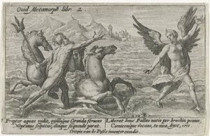 Neptun sięga po Coronis Metamorfozy Owidiusza (tytuł serii) autorstwa Crispijn van de Passe (I)