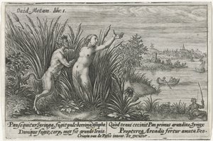 Pan en Syrigs Przekształcony van Ovid (tytuł serii) autorstwa Crispijn van de Passe (I)