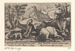 Psamathe zamienia wilka w marmur Metamorfozy Owidiusza (tytuł serii) autorstwa Crispijn van de Passe (I)