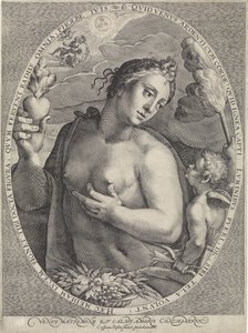 Wenus i Amor Venus Matrimonij i Calidj Amoris Conciliatrix (tytuł na obiekcie) Diana, Venus en Aurora (tytuł serii) autorstwa Crispijn van de Passe (I)