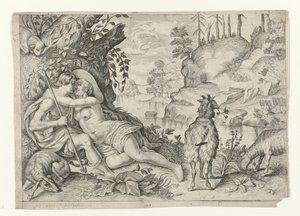 Polifem został złapany przez Acis en Galatea Metamorfosen van Ovidius (tytuł serii)