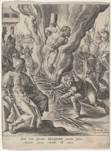 Eleazar spalony przez Antiocha autorstwa Crispijn van de Passe I after Maarten de Vos