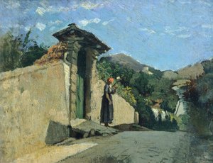 Studium pejzażu, ok. 1860 r., Cristiano Banti (1824-1904), olej na płótnie na płycie autorstwa Cristiano Banti